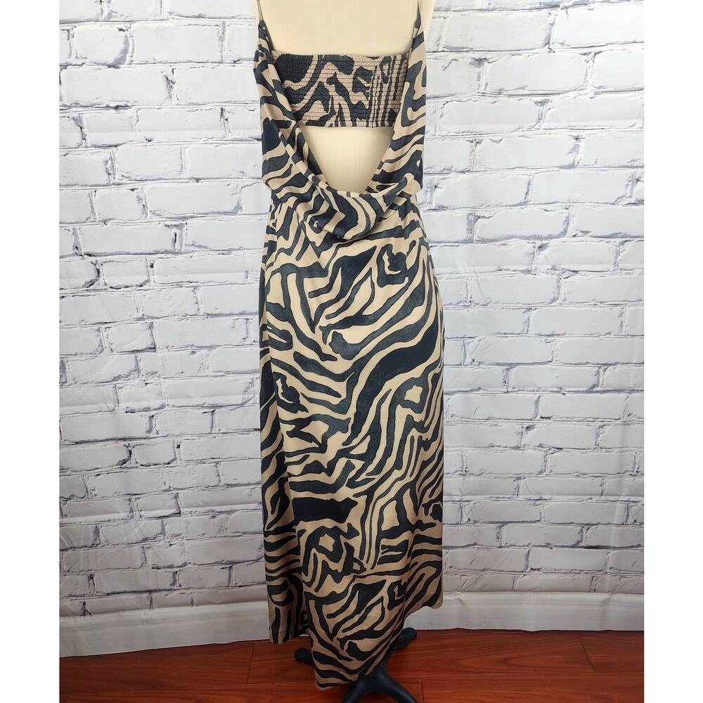 Anthropologie Dress Womens 22 Sleeveless Draped-Back Animal Tiger Slip Mob Wife - Picture 3 of 10